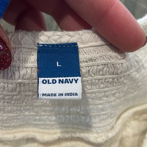 Old Navy Flutter-Sleeve Smocked Eyelet Embroidered Mini Shift Dress White Size L - Picture 4 of 7